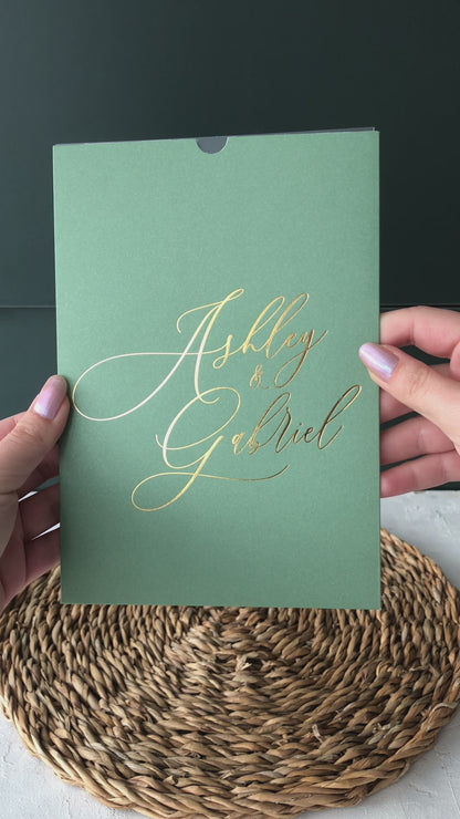 Sage Green Sleeve Envelope | Acrylic Wedding Invitations