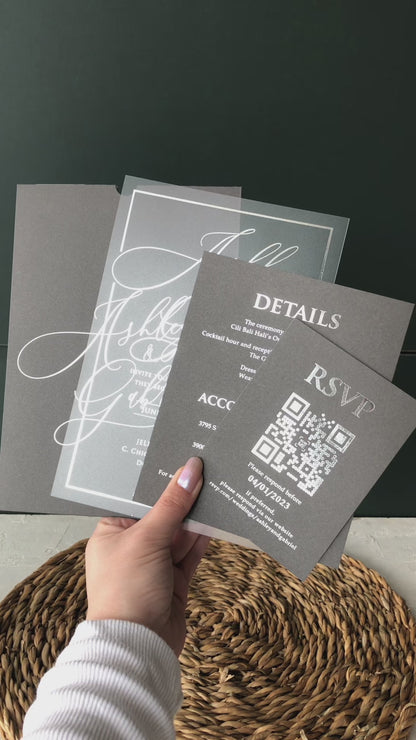 Acrylic Wedding Invitation with Gray Envelope