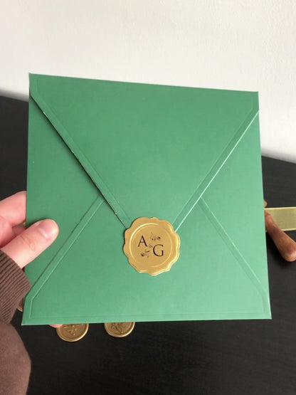 Acrylic Invitation with Emerald Green Envelope