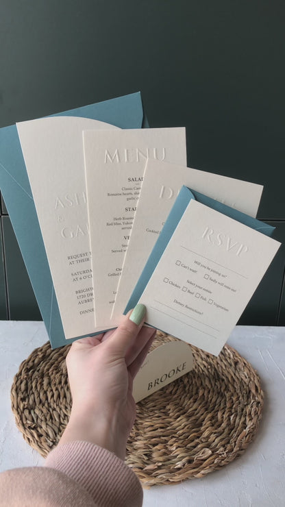 Half-Arch Letterpress Wedding Invitation with QR Code RSVP