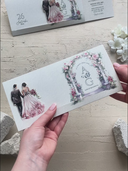 Floral Arch Wedding Invitation Card - Slide Invite