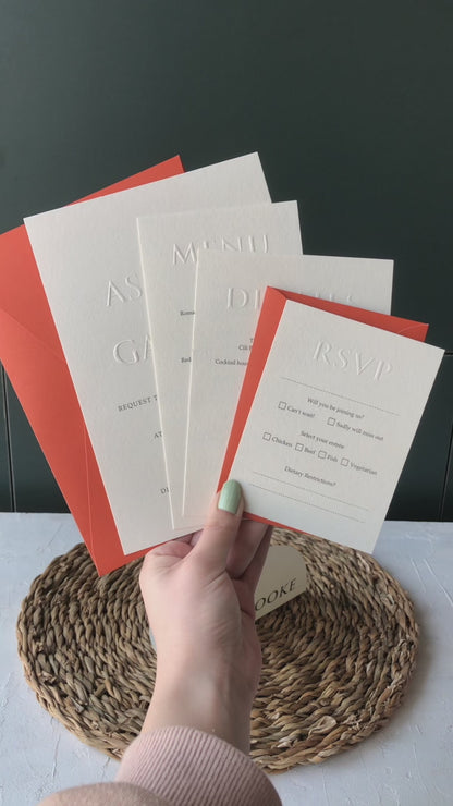 Modern Minimalist Embossed Wedding Invitation