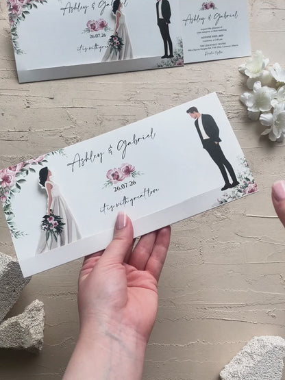 دعوة زفاف مع صورة شخصية - بطاقة شخصية مع تأكيد الحضور والتفاصيل