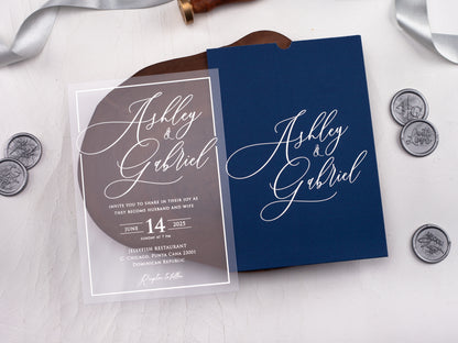 Silver Foil Printed Acrylic Wedding Invitation