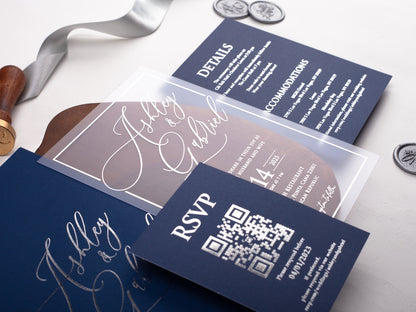 Silver Foil Printed Acrylic Wedding Invitation