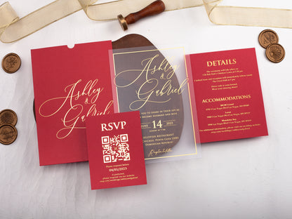 Red Sleeve Envelope | Acrylic Wedding Invitations