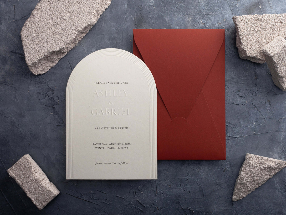 Custom Embossed Building Invitation Elegant Embossed Wedding Invitations – HalyaWedding