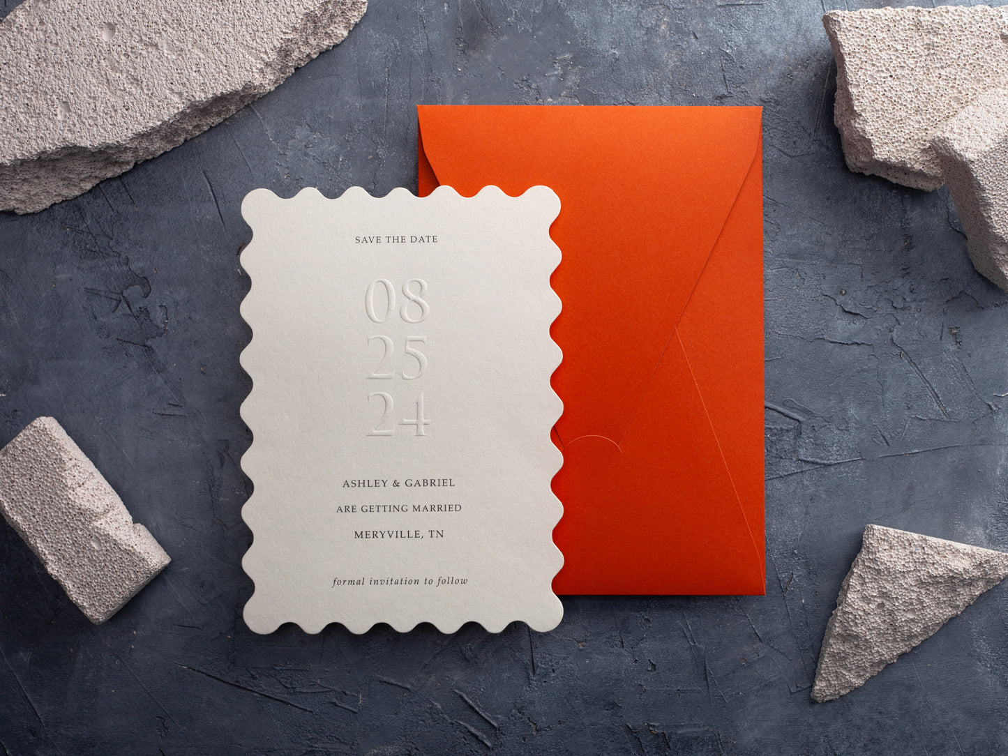 Elegant Embossed Save The Date Cards