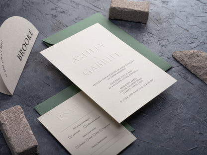 Embossed Letterpress Wedding Invitation - Custom Design