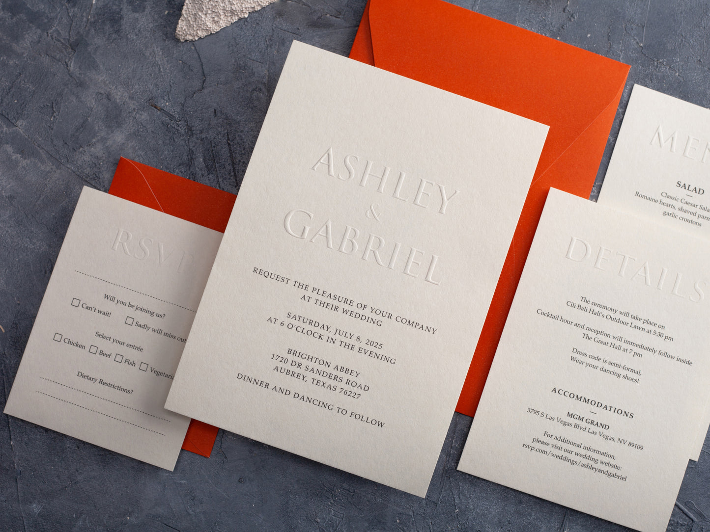 Modern Minimalist Embossed Wedding Invitation