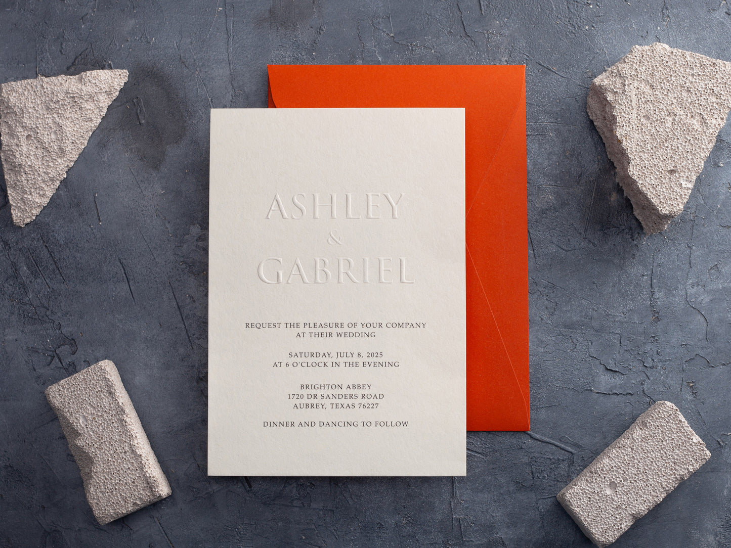 Modern Minimalist Embossed Wedding Invitation