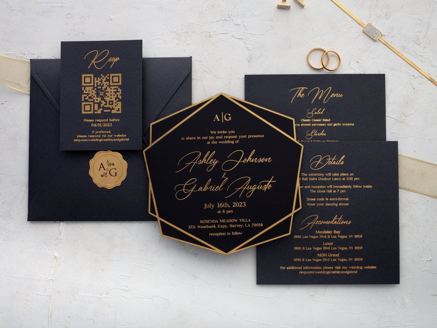 Black Acrylic Wedding Invitation